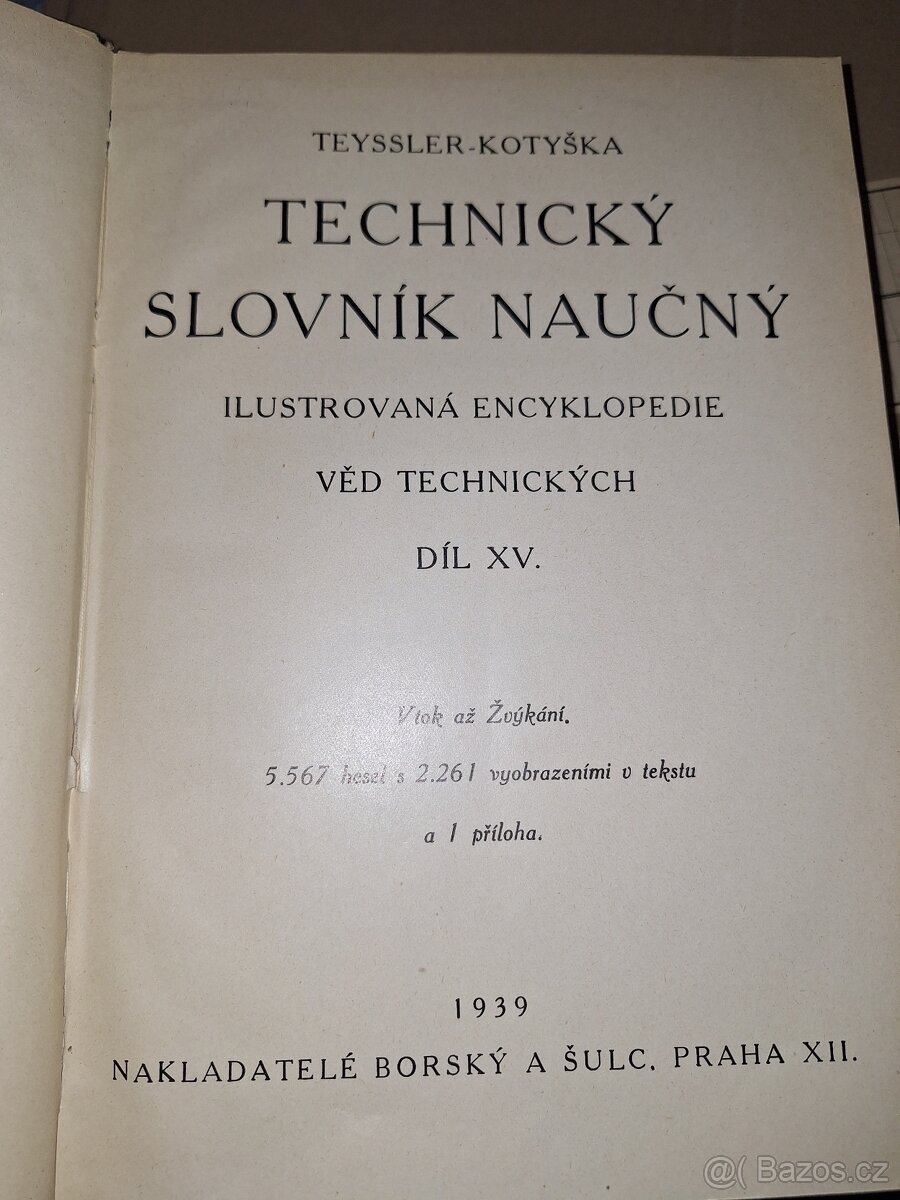 Technický slovník naučný - soubor 17 dílů z r. 1939 - 2
