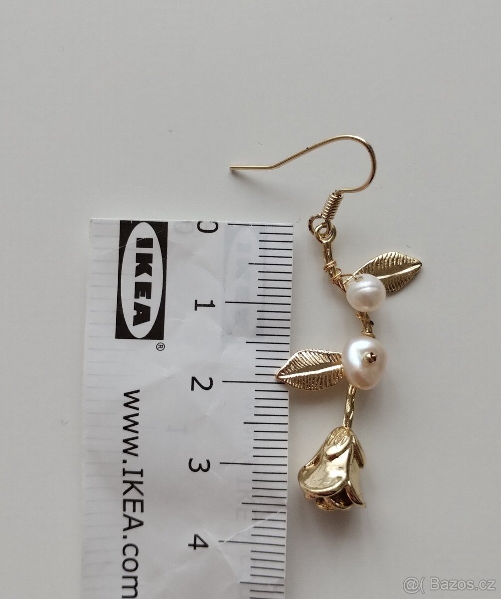 NOVÉ náušnice růže s perličkami - 2