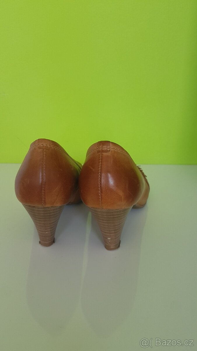 hnědo-rezavé kožené lodičky - 2
