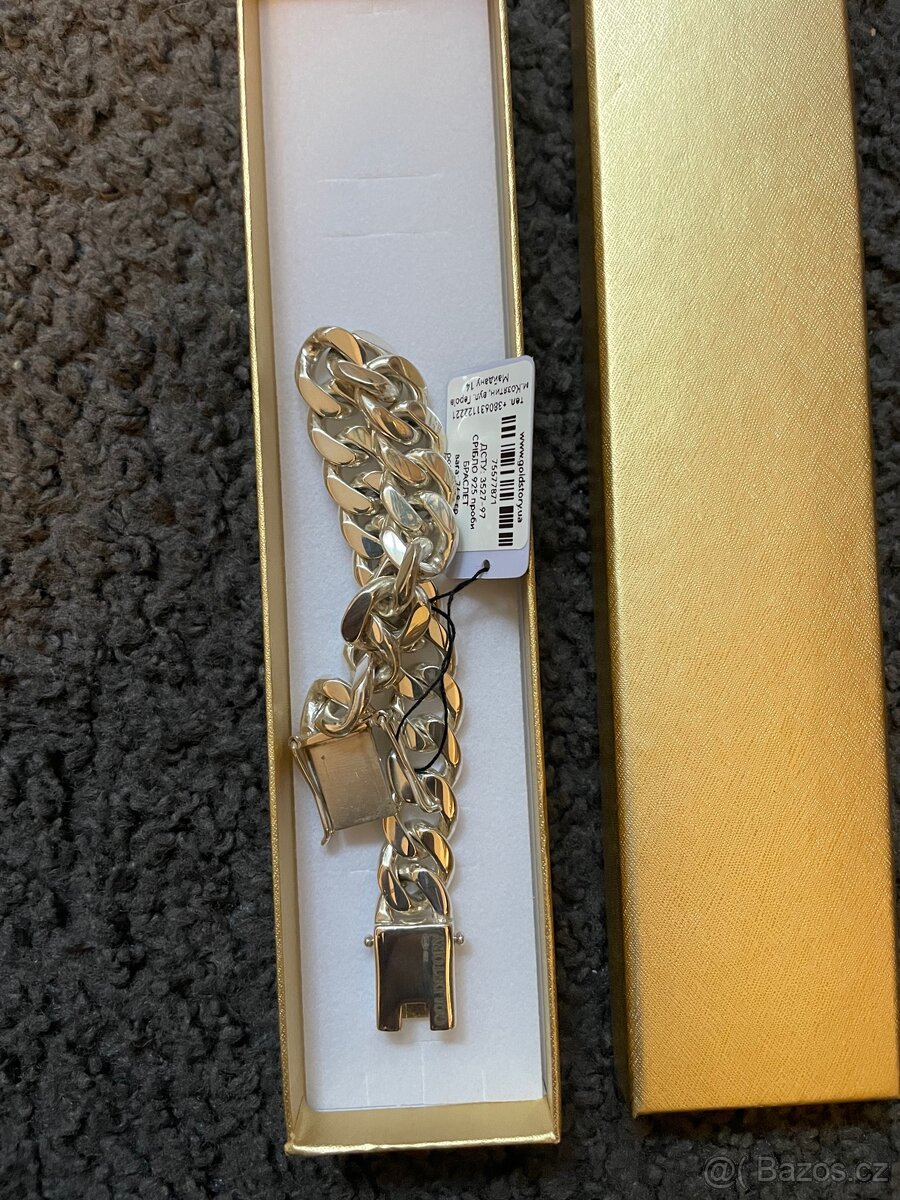 Masivní stříbrný náramek 925 – 76,8 g, nový - 2