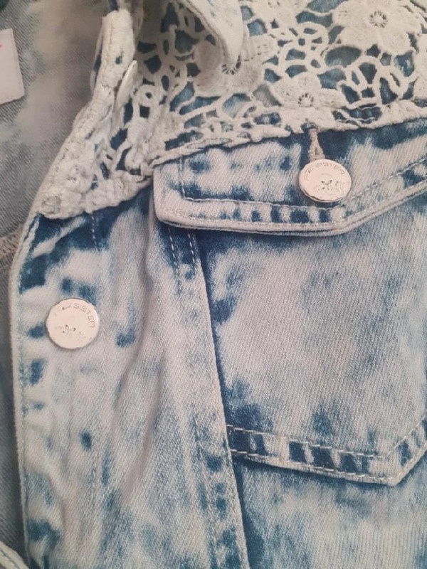 Krásná džínová bunda s batikou a krajkou. XL - 2