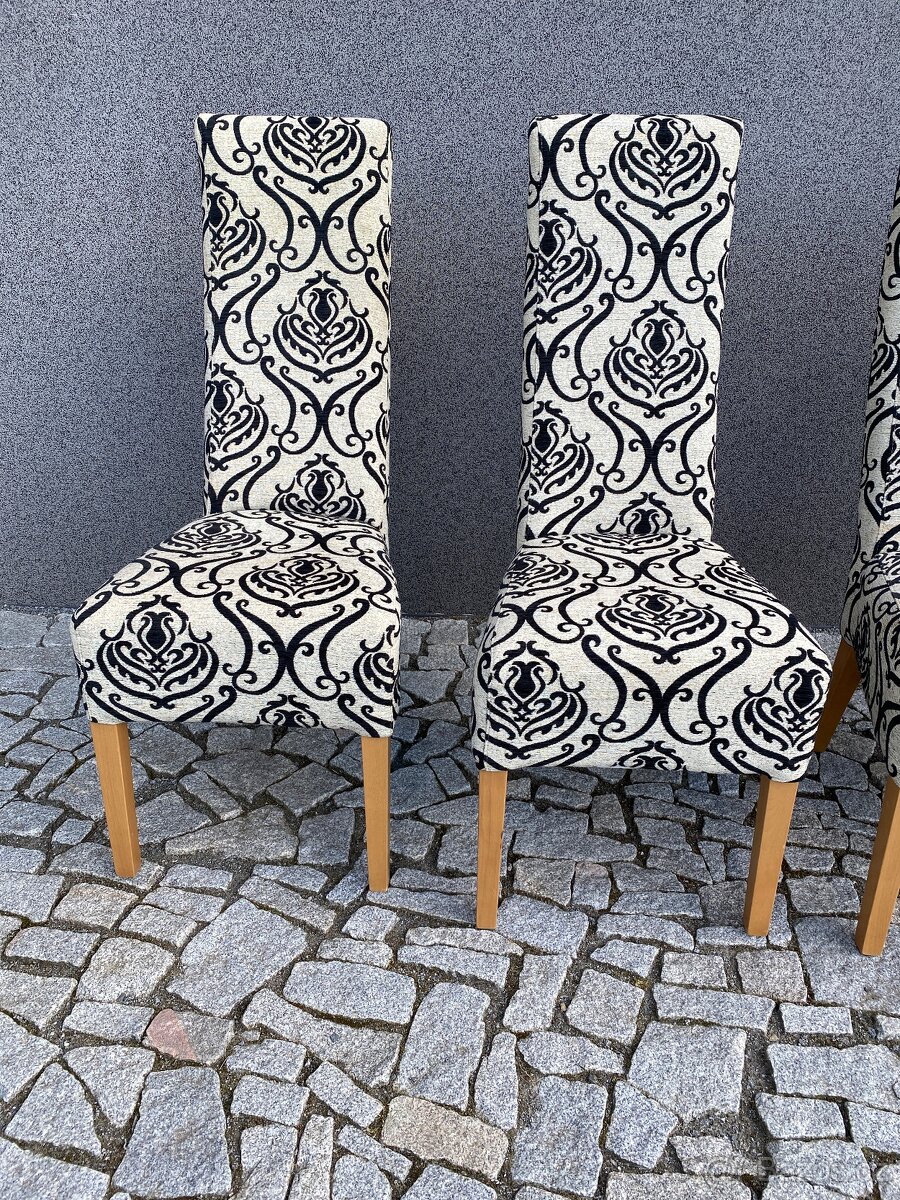 Prodám set - 4 jídelní židle: dřevěný rám - 2