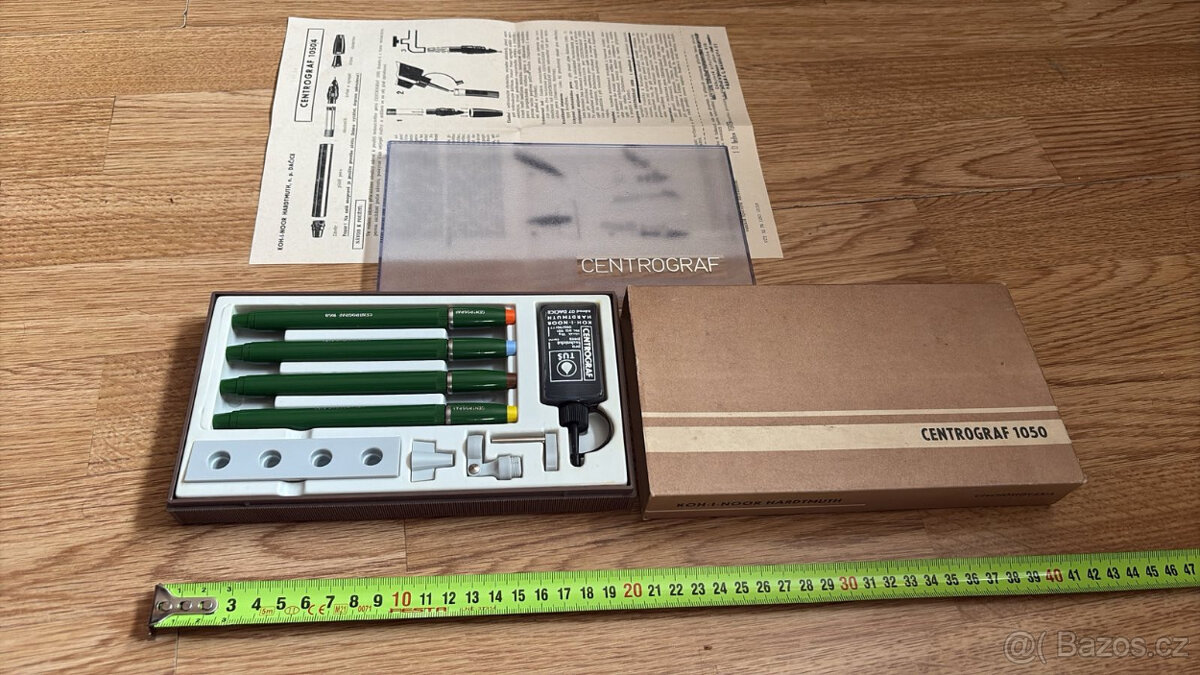 RETRO Centrograf 1050/4, sada 4 tech. per s přísl., rýsovací - 2