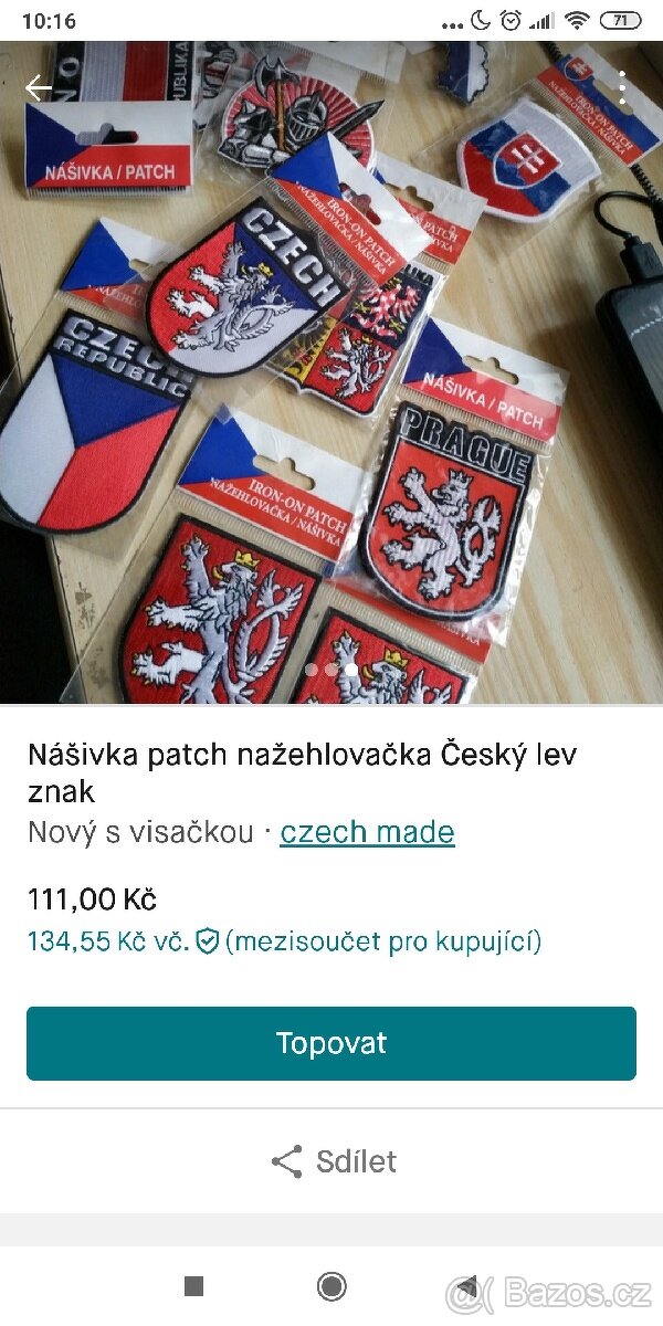 Nášivka český lev malý znak/ patch - 2