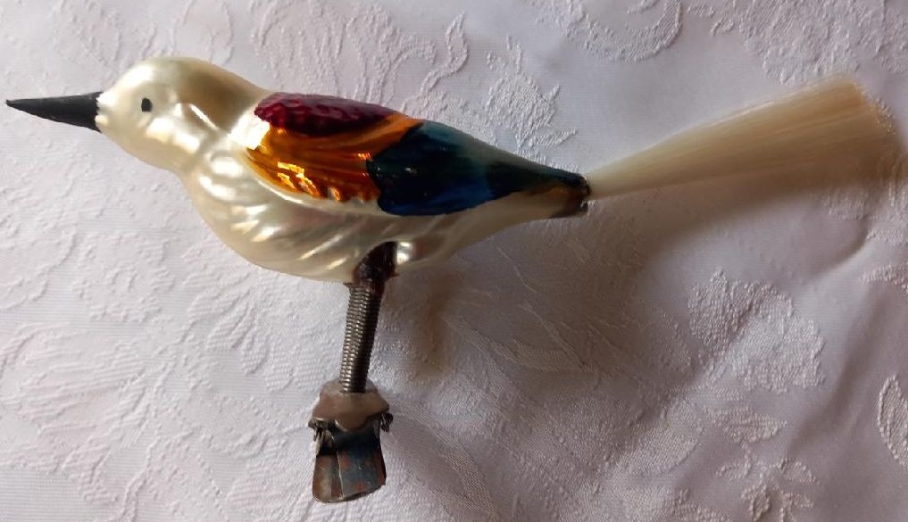 Ptáček s modrým křídlem, vánoční ozdoba RETRO - 2