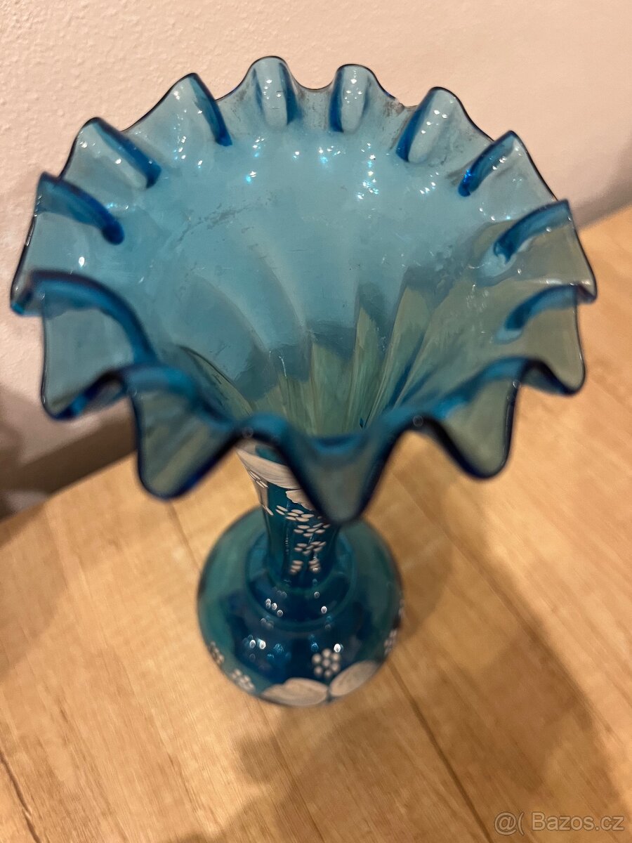 Stará modrá malovaná váza - 2