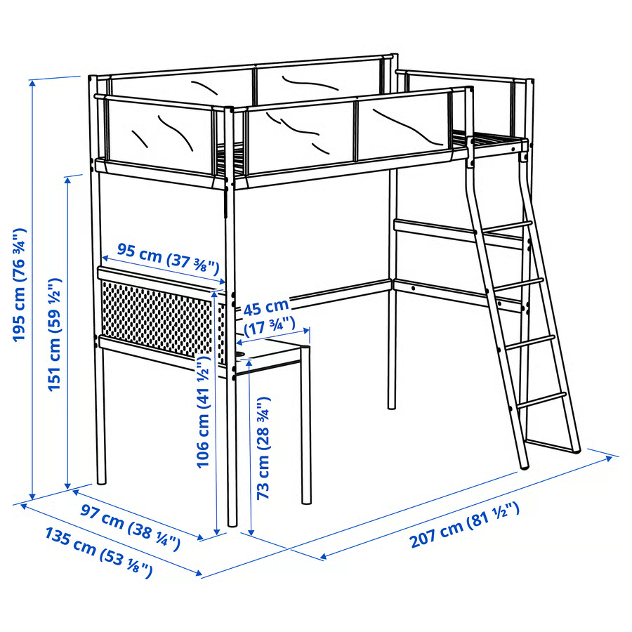 Postel IKEA Vitval se stolní deskou/Loft bed IKEA Vitval wit - 2