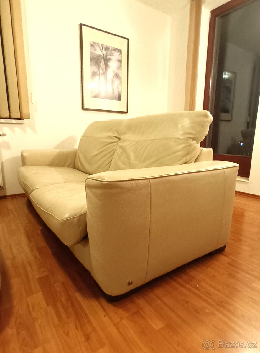 Kožená sedací souprava / sedačka, taburet - 2