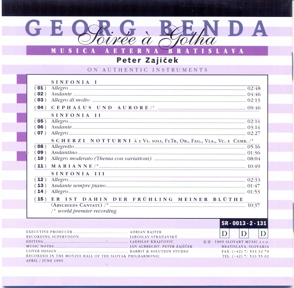CD Georg Benda – Soirée à Gotha - 2