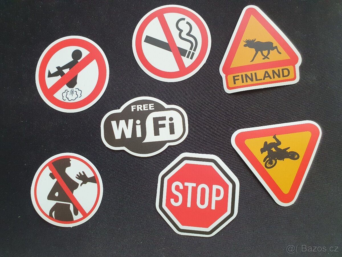 Mix nálepek, WiFi, no smoking, stop... - 2
