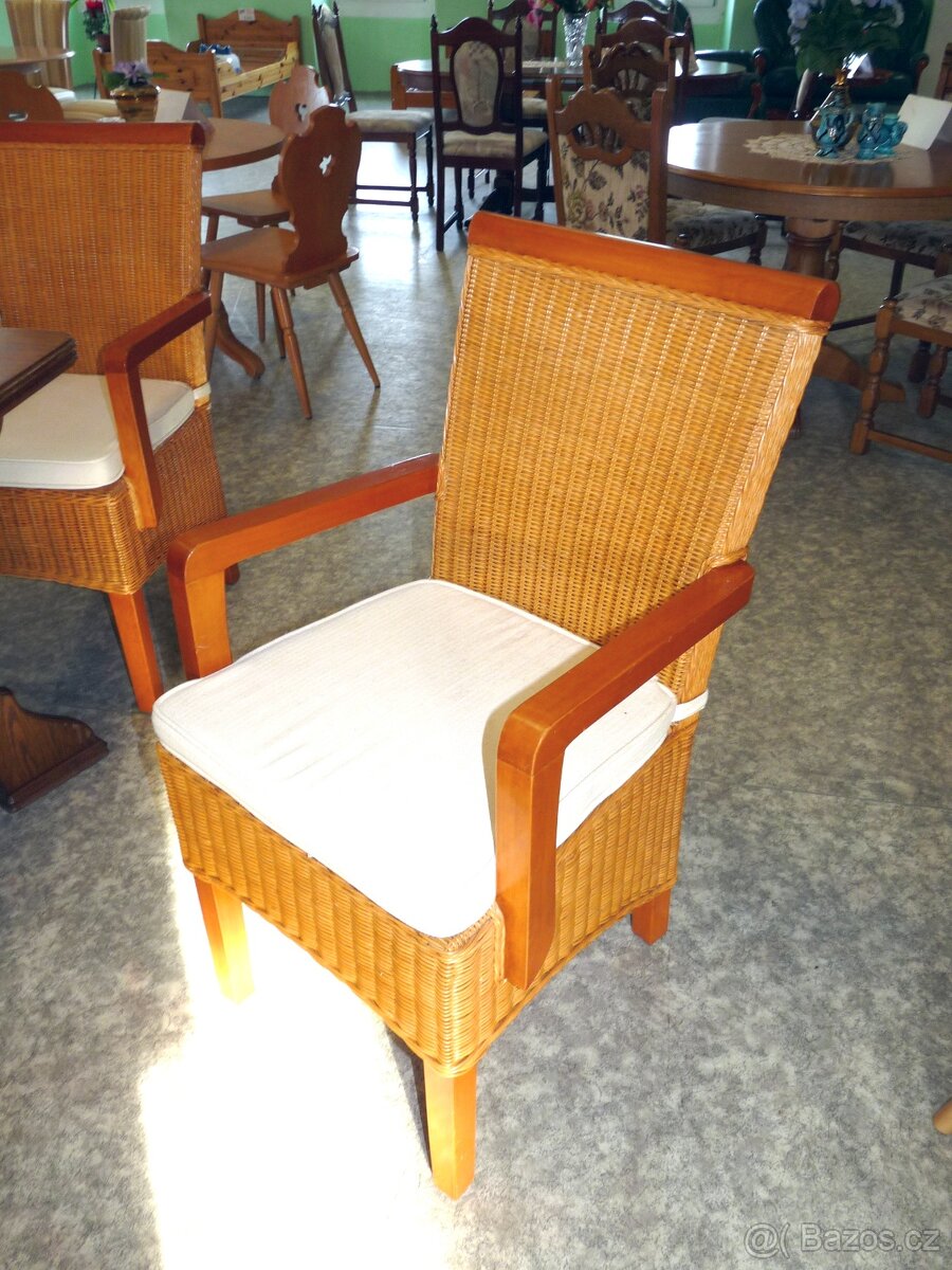 stylové ratanové křesílka 6 ks s podsedáky - 2