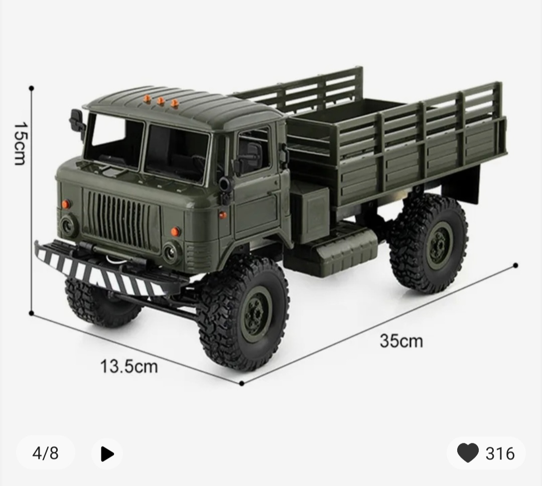 RC Military Truck GAZ WPL B24 1/16 4WD zelený - 2