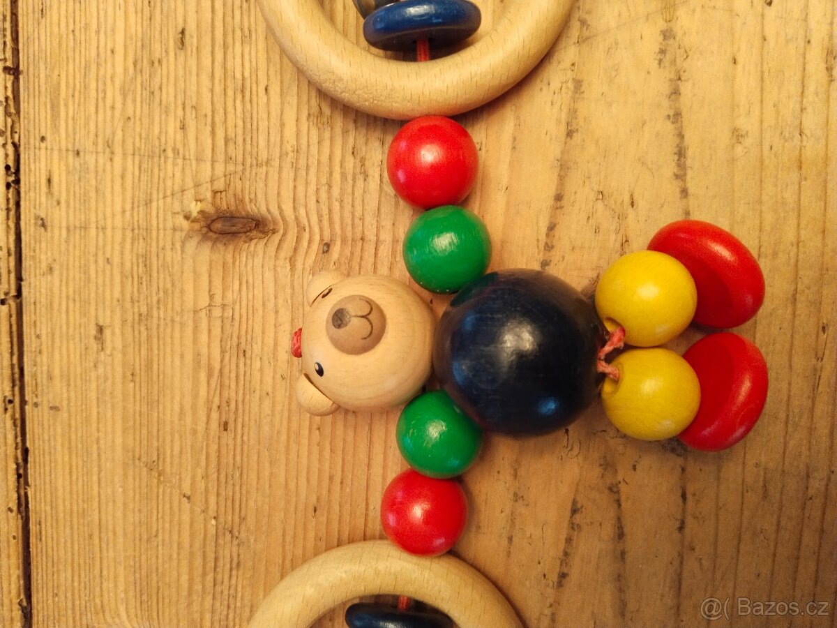 Dřevěný řetěz na kočárek, retro ,levně - 2