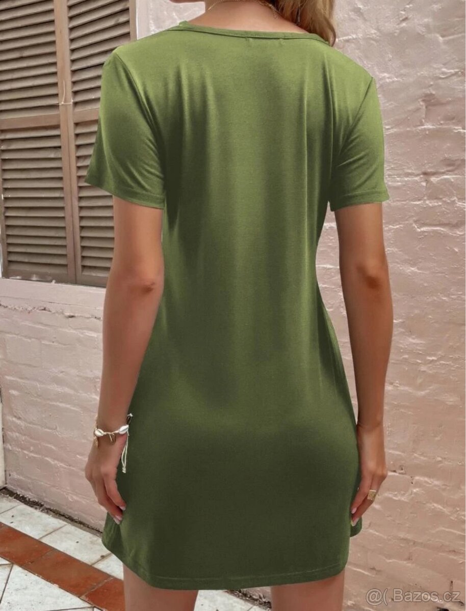 Nové krátké zelené dámské šaty vel.S - 2