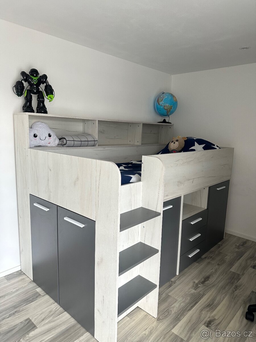 Postel vysoká se stolem a úložným prostorem - 2