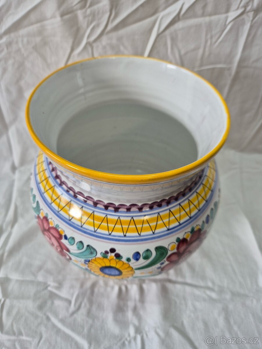 ručně malovaná glazovaná váza z pálené hlíny - 2