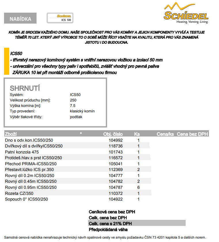 Nerezový dvouplášťový komín Schiedel - 2