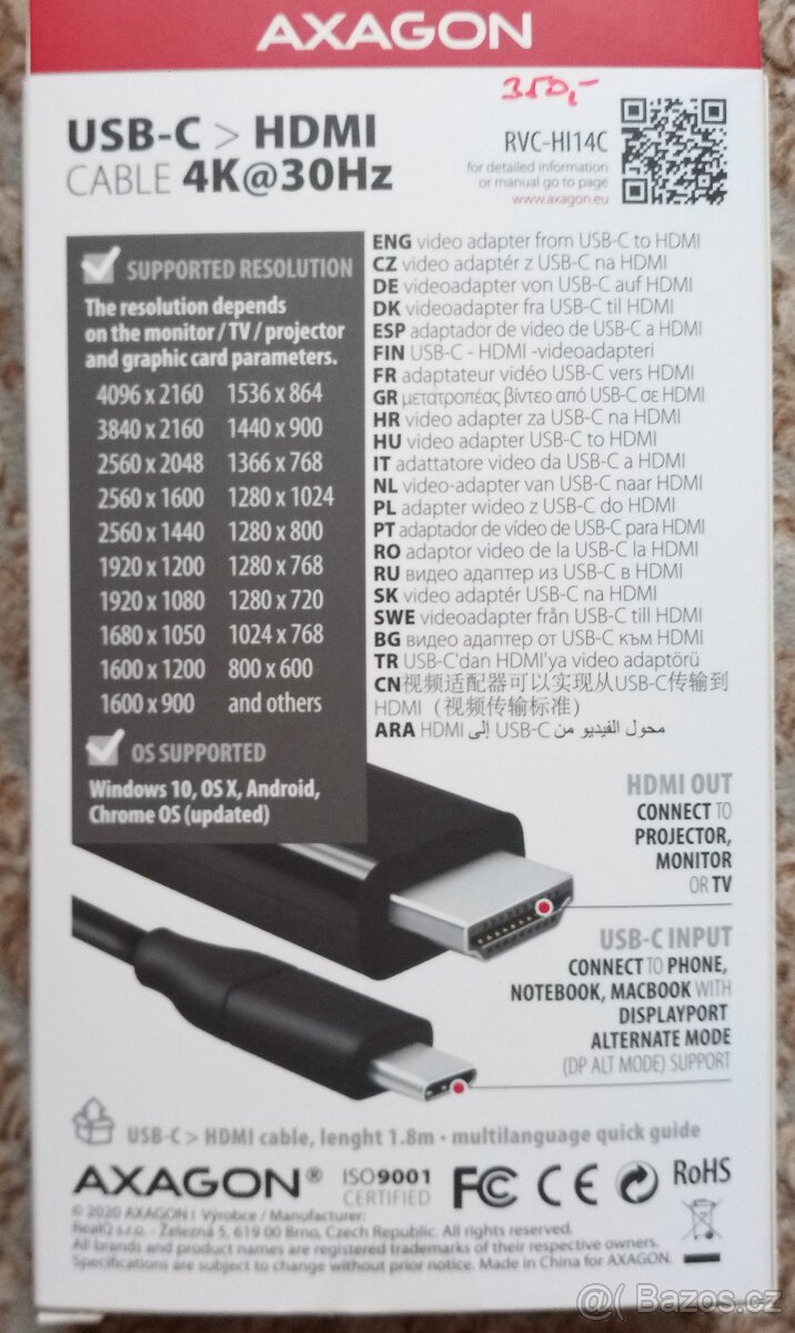 USB-C HDMI 4K@30Hz a 60Hz data kabely ,,VÝPRODEJ,, - 2