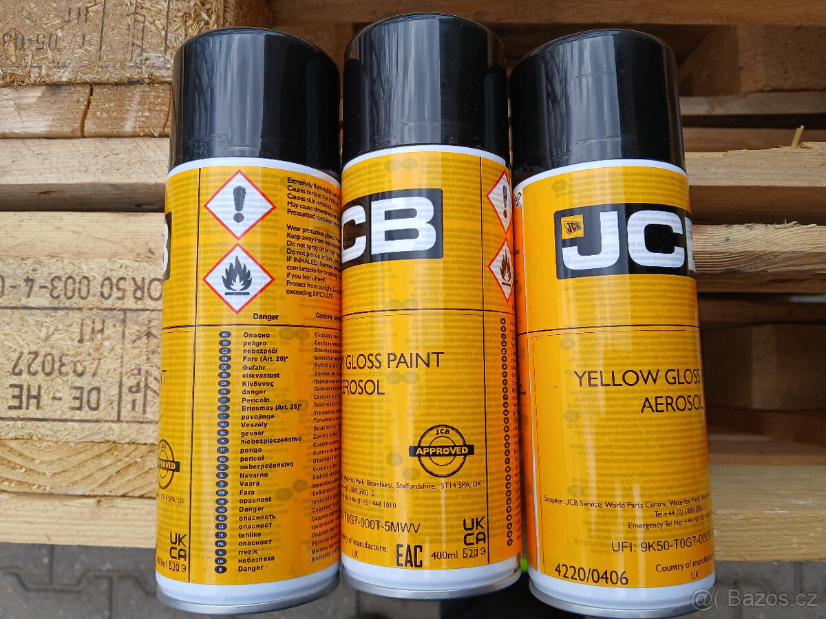 Barva originál JCB - 2,5 L + sprej pro stroje JCB - 2