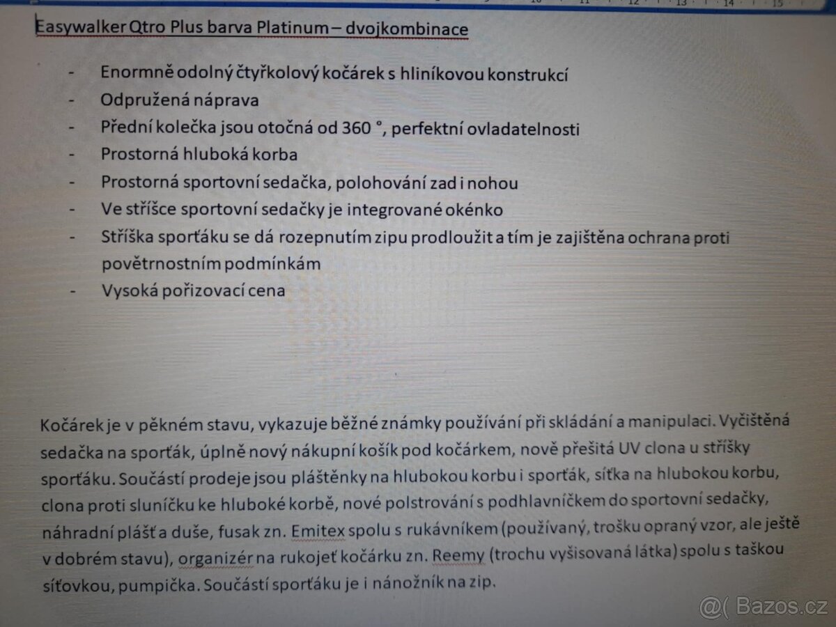 Easywalker Qtro Plus barva Platinum – dvojkombinace - 2