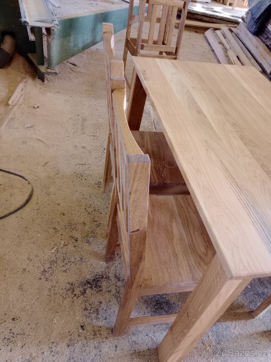 Jídelní stůl a židle masiv dub set - 2