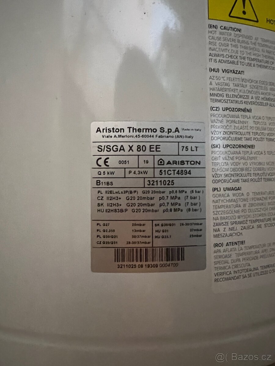 Plynový bojler 75L - 2