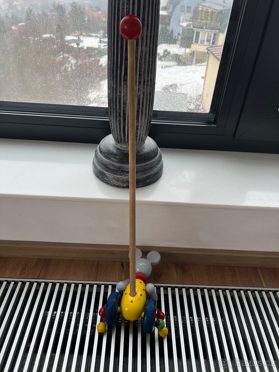 Dřevěné odrážedlo/ chodítko myš na tyči - 2