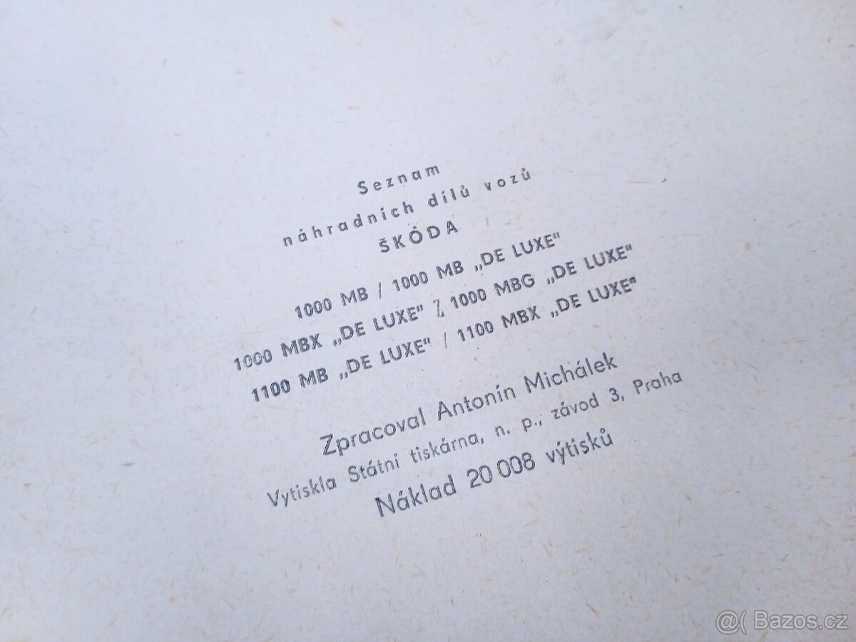 Seznam dílů Škoda 1000 1100 MB MBX MBG Deluxe - 2