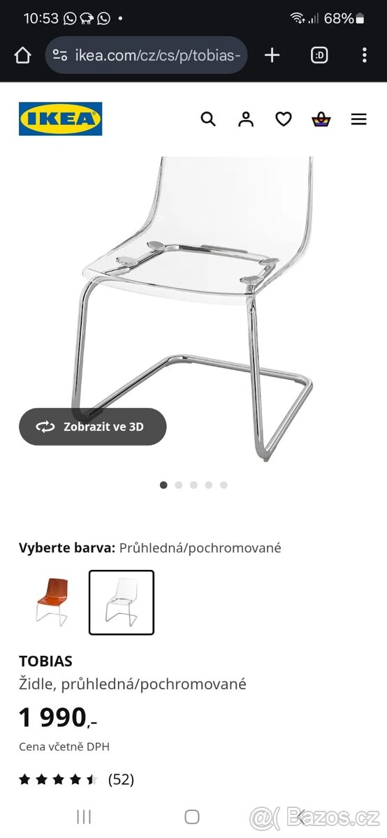IKEA Židle Tobias - průhledná/pochromovaná - 2