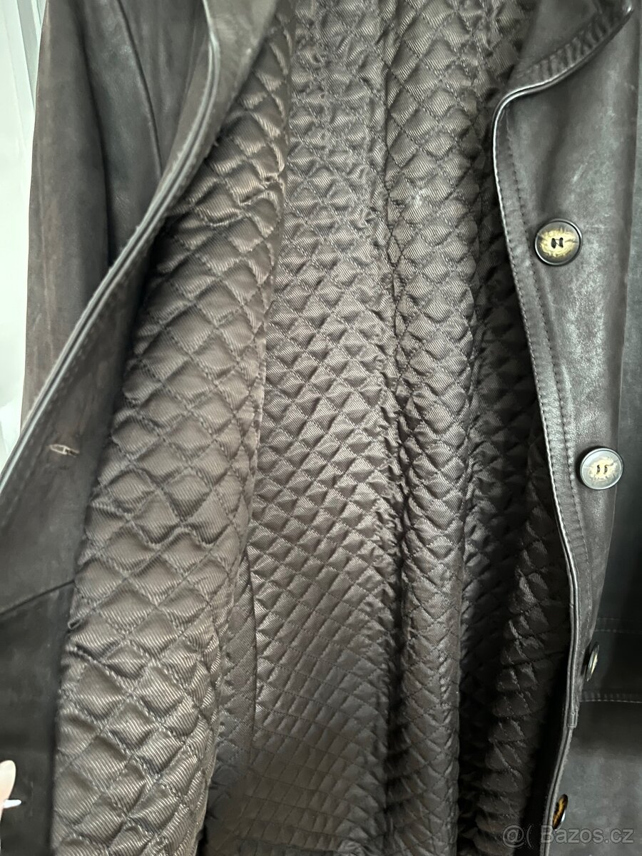 Dámský hnědý kožený kabát Retro - 2