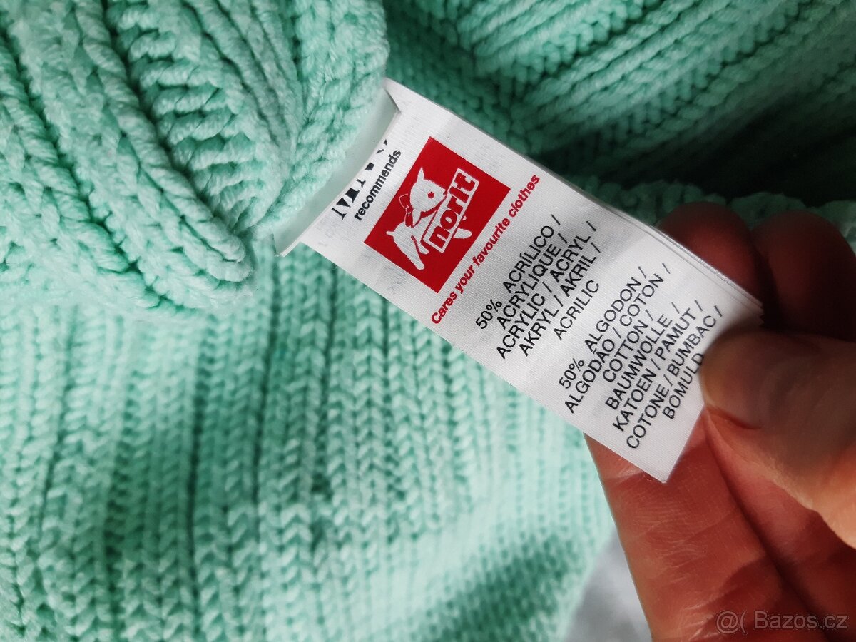 Mint tyrkysový svetr s rolakem - 2