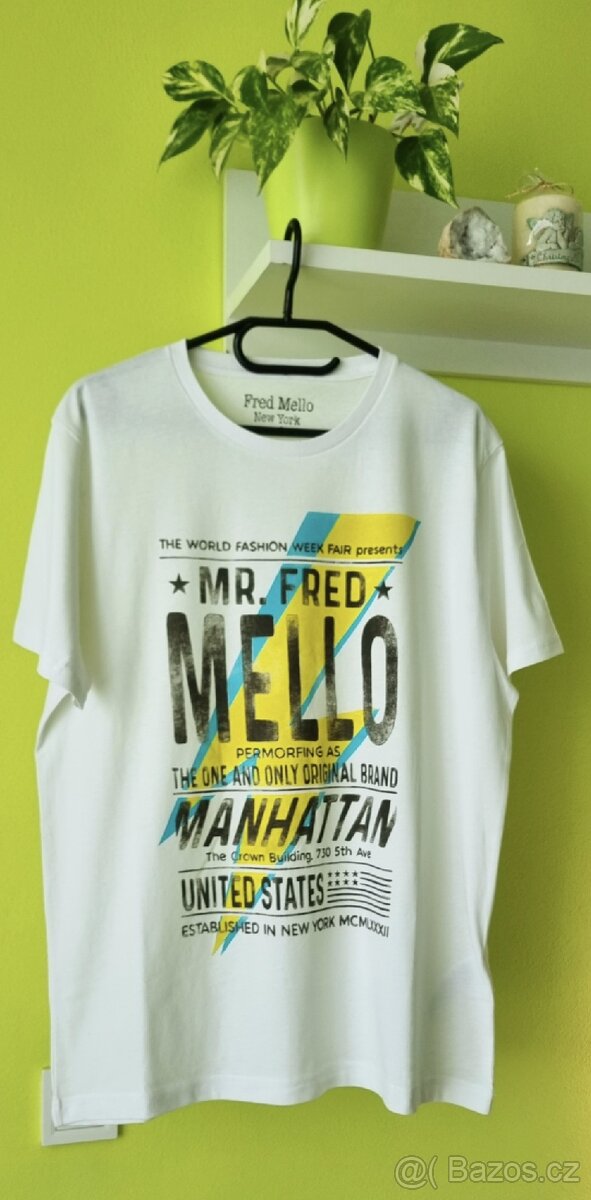 Bílé tričko s nápisem Fred Mello - 2