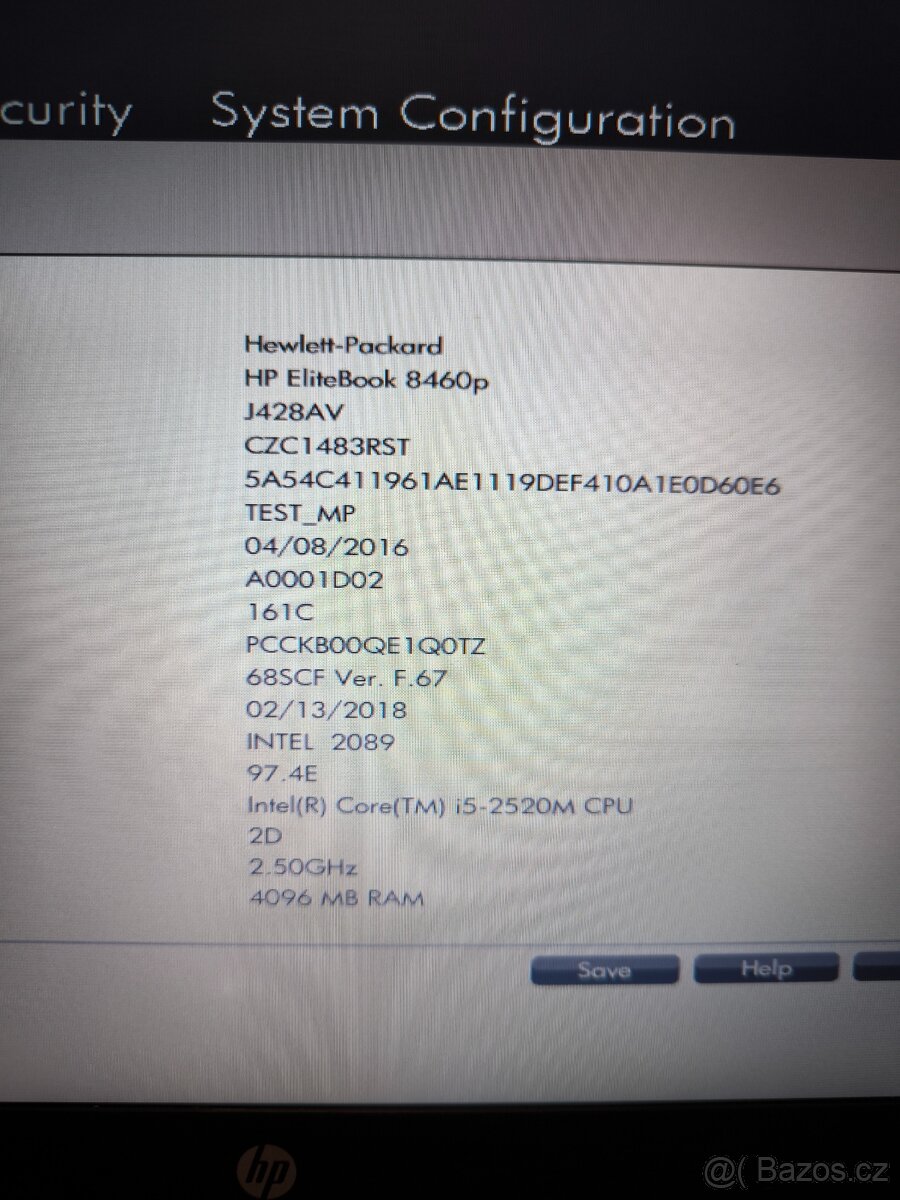 HP Elitebook 8460p funkční na díly - 2