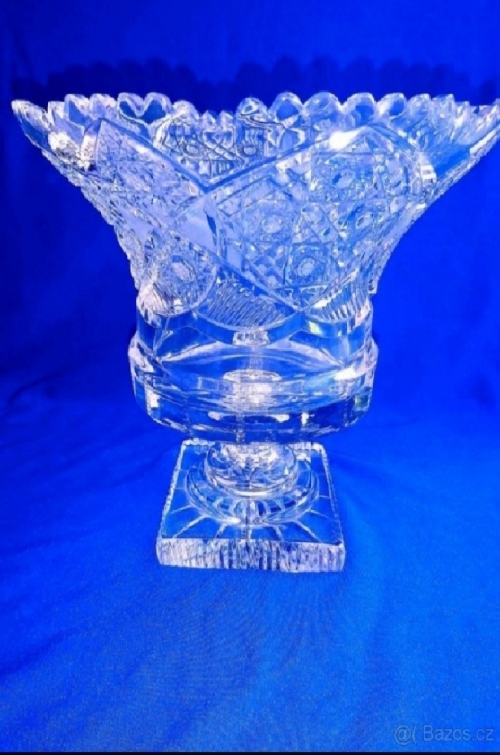 Velká broušená mísa na ovoce, český křišťál - 2