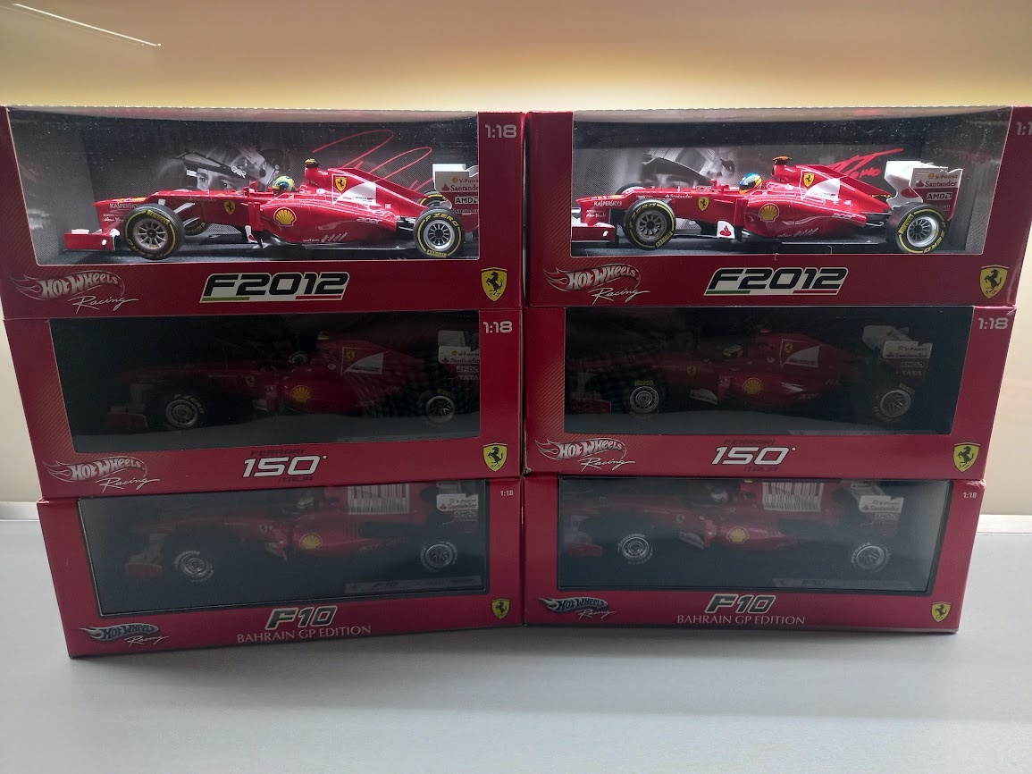 6x F1 FERRARI F10 F150 F2012 MASSA A ALONSO HOTWHEELS 1:18 - 2