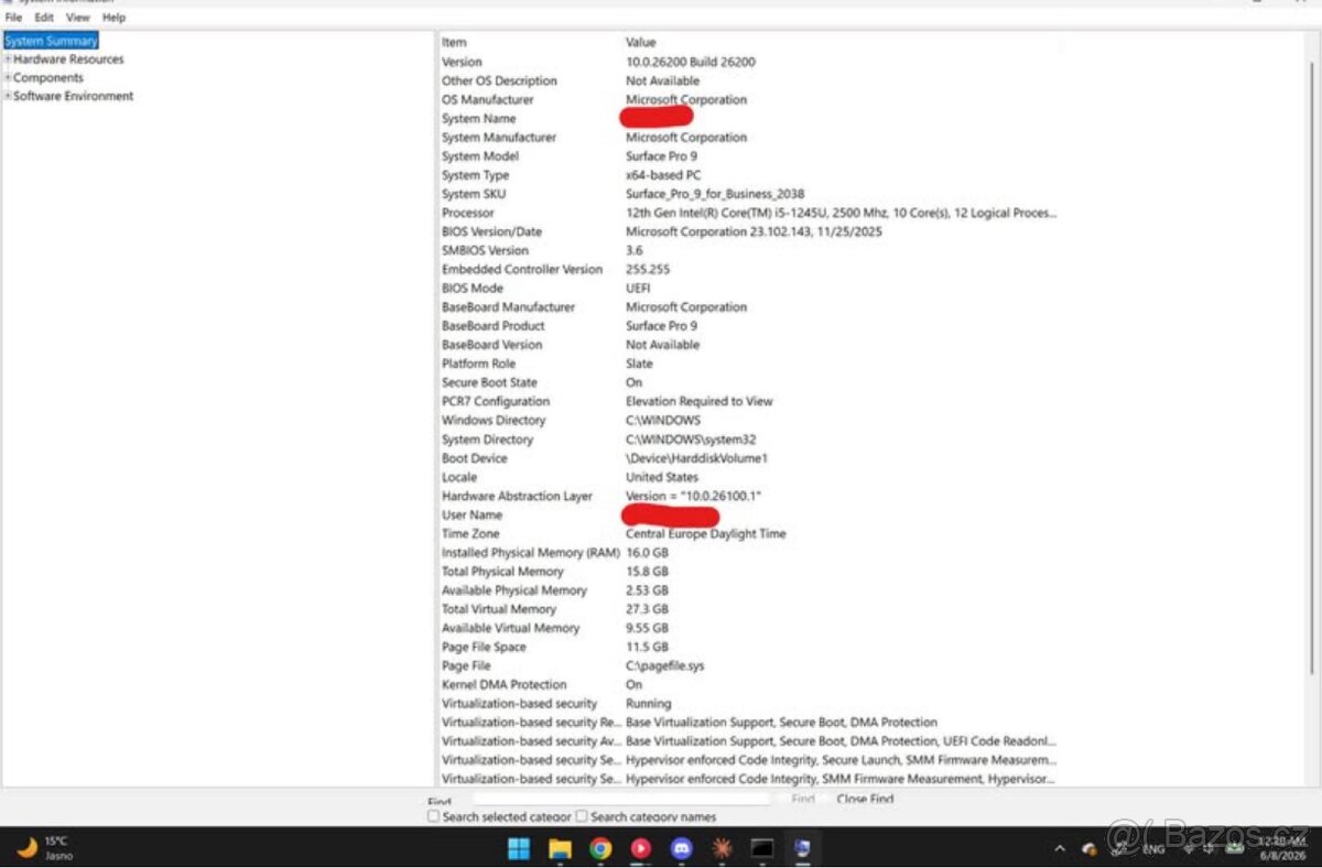 Prodám Microslop Surface Pro 9 16/1tb (i5-1245U) - 2