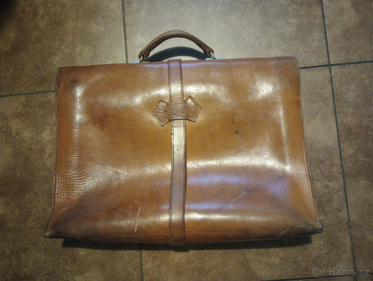 Aktovka retro kožená pěkná, nepoškozená, kvalitní - 2