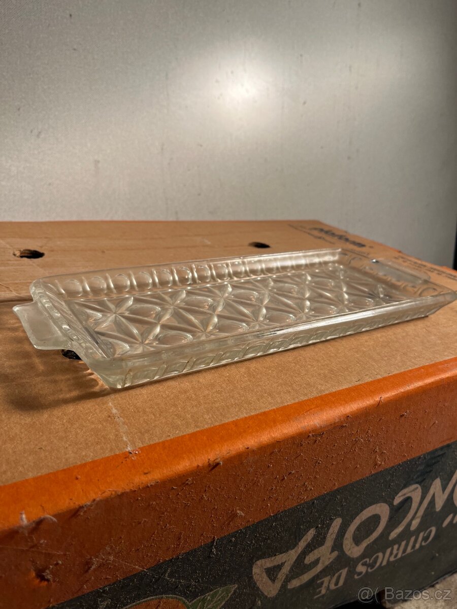 Obdélníkový skleněný tác / podnos s uchy - 2