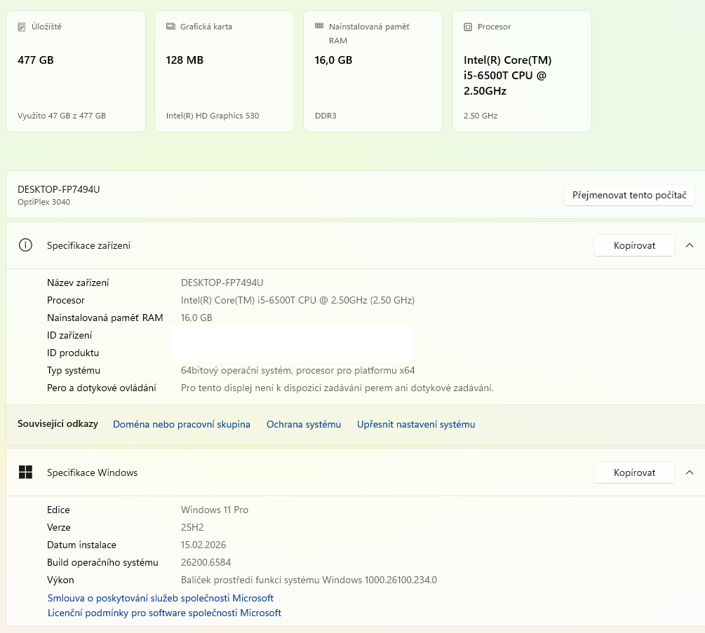 Počítač DELL Optiplex 3040 i5-6500T 2,5GHz - 2