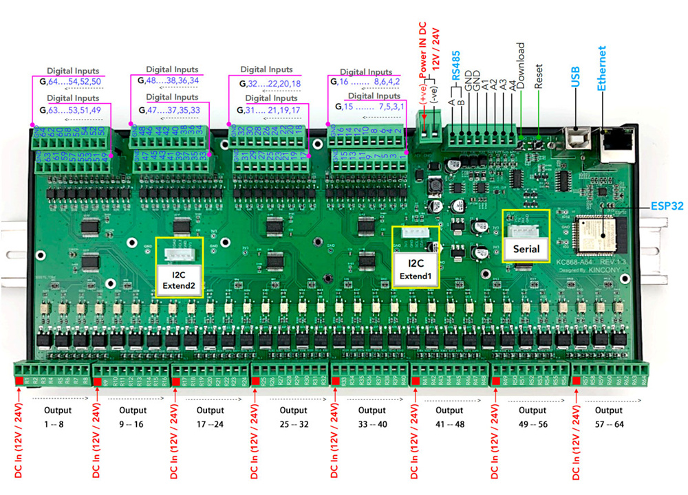 Programovatelná deska KC868-A64 - 2