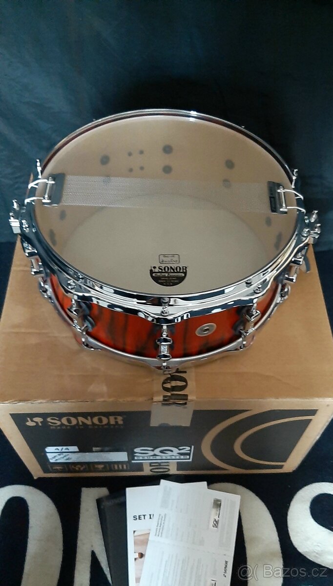 Prodám nový snare Sonor SQ2 Birch- 14x6" Fiery red - 2