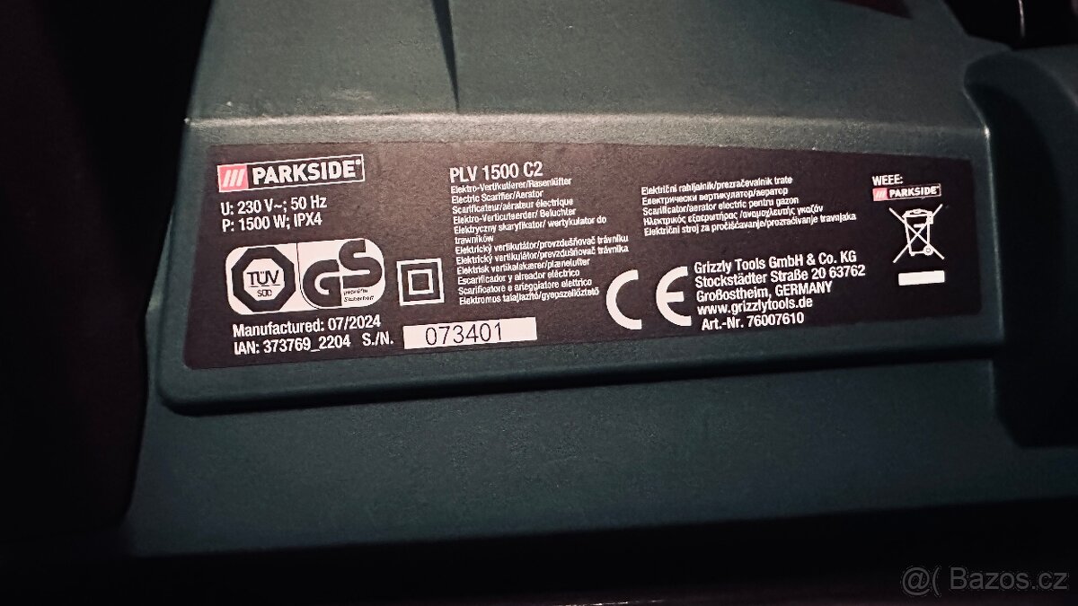 vertikutátor Parkside PLV 1500 C2 – nový - 2