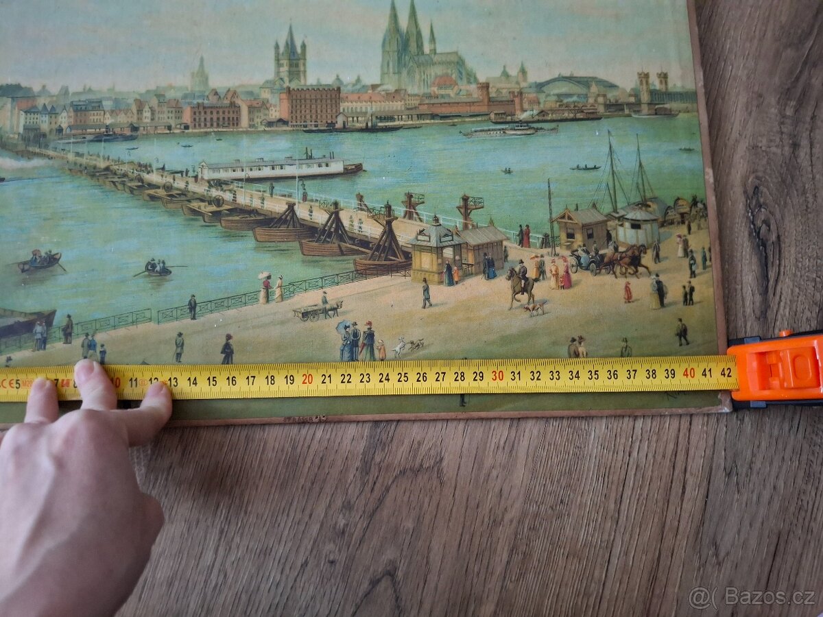 Obraz Kolín nad Rýnem – stará litografie, reprodukce - 2