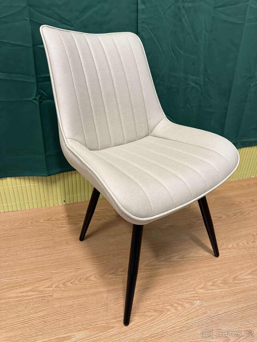 Moderní čalouněné židle – sada 4 ks, béžová barva - 2