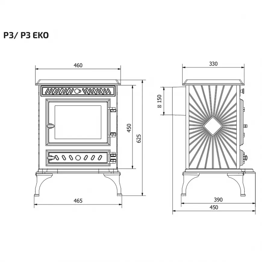 Kawmet P3 ECO 7,4 kW – kamna litinová - 2