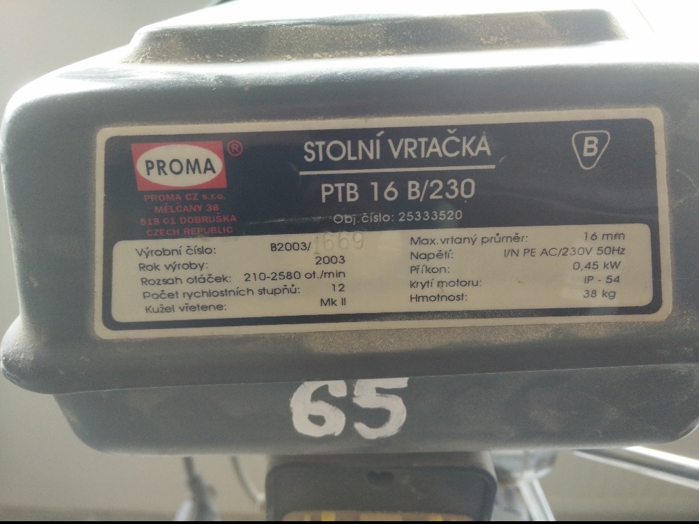 Stolní vrtačka Proma PTB-16B-230V - 2