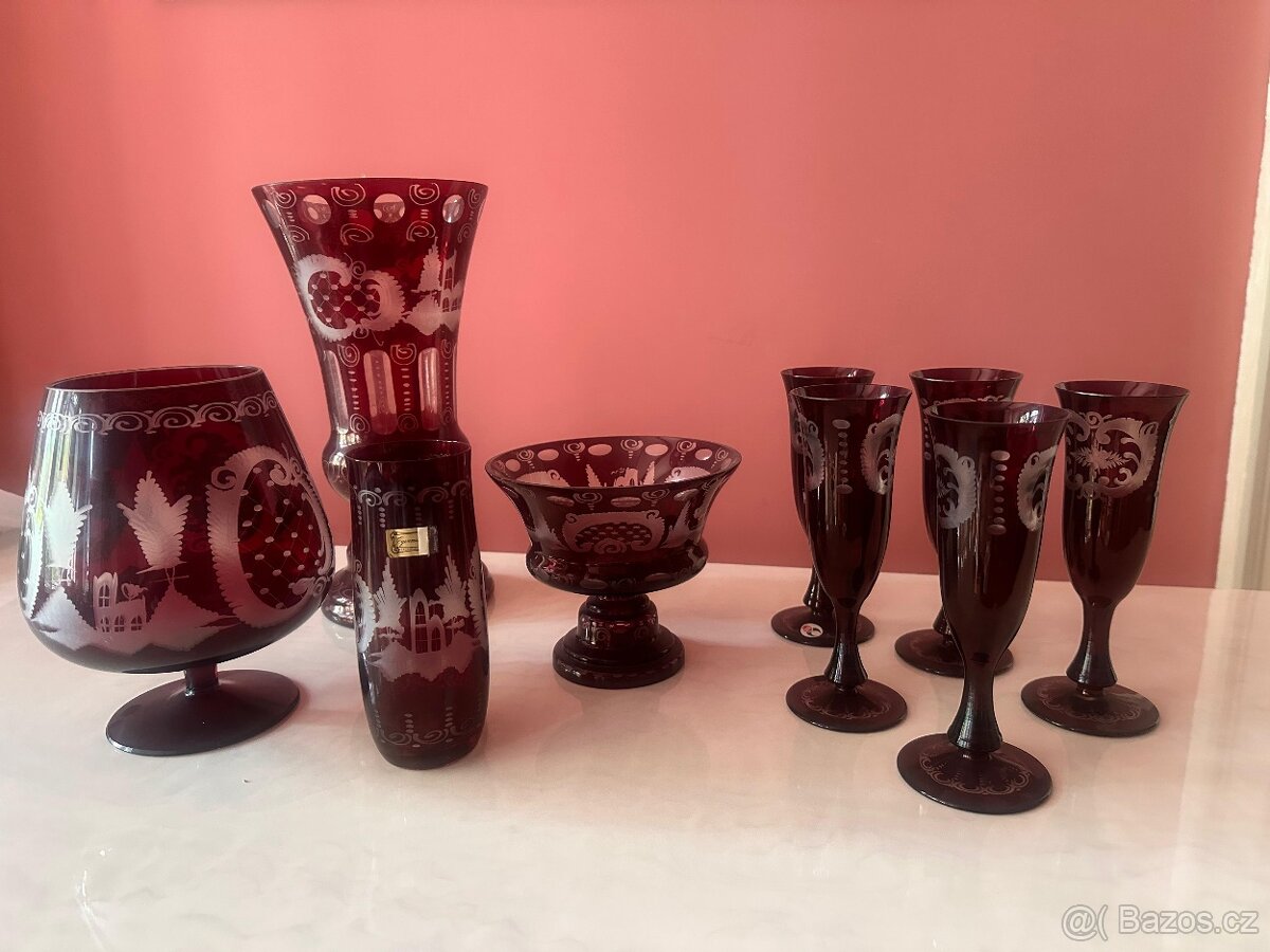 Rubínové sklo Egermann - 2