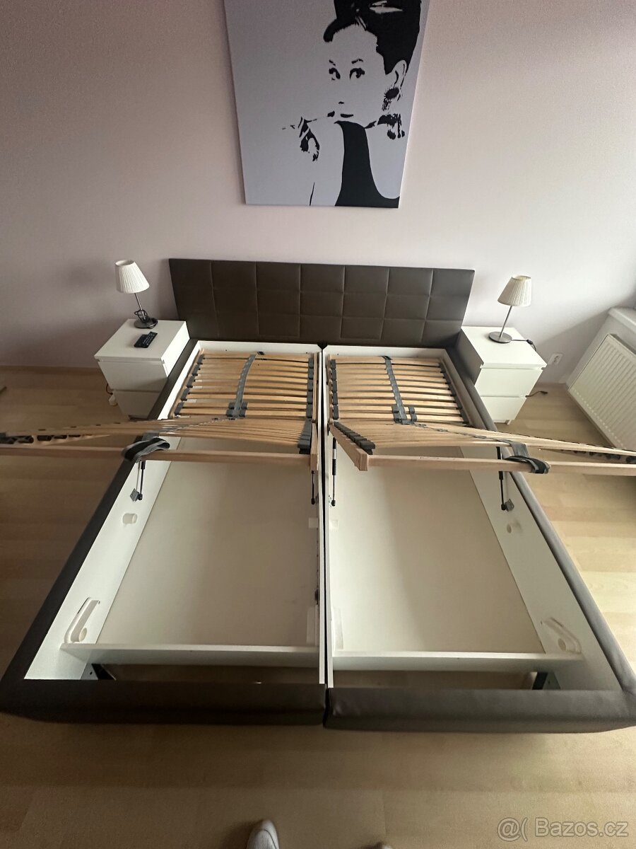 Manželská postel 180x200 s úložným prostorem + rošty + matra - 2