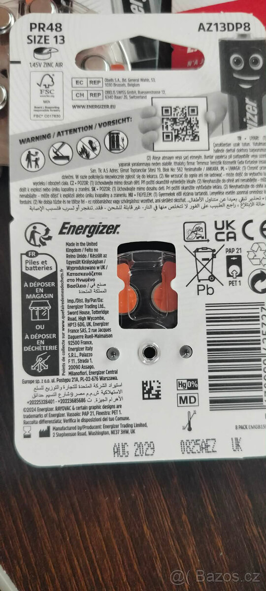 Baterie do naslouchadel Oticon 13DP zn.Energizer - 2