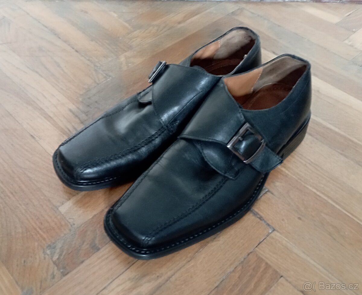 Pánské kožené společenské černé polobotky / boty Baťa - 2